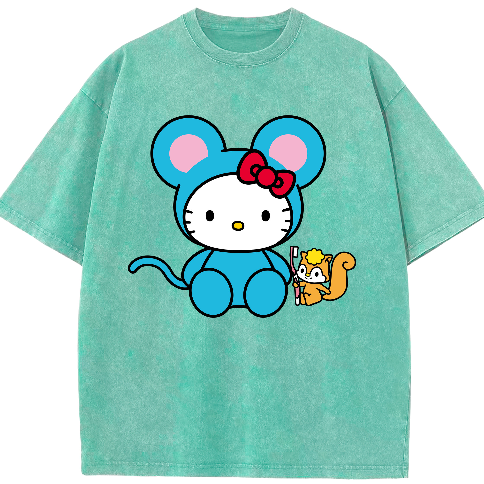 （画像用） Hello Kitty ハローキティ 綿100% ヴィンテージ風 半袖Tシャツ（フロントプリント）